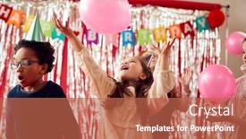 Presentation with children birthday - Theme consisting of group-of-children-celebrating background and a red colored foreground
