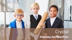  Presentation with architects - Slides enhanced with team role - group of children disguised background and a coral colored foreground