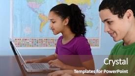  Presentation with wheelchair accessible for children in school - PPT layouts enhanced with group of children doing work background and a tawny brown colored foreground