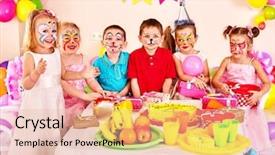  Presentation with children birthday - Presentation theme consisting of group of children happy birthday background and a lemonade colored foreground
