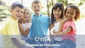  Presentation with children grow - Presentation theme consisting of children having fun in playground background and a ocean colored foreground