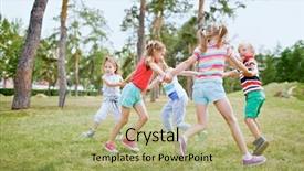  Presentation with children hands - Beautiful PPT theme featuring group of children holding hands backdrop and a mint green colored foreground