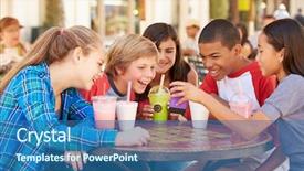  Presentation with diverse group of children - Amazing slide set having group of children in caf backdrop and a ocean colored foreground