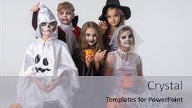  Presentation with sweets - Theme with group-of-children-in-costumes background and a  colored foreground