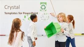  Presentation with elementary children - PPT theme enhanced with group-of-children-in-elementary background and a sky blue colored foreground