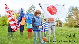  Presentation with youth group - Presentation theme enhanced with group-of-children-in-international background and a yellow colored foreground