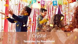  Presentation with children birthday - Cool new PPT theme with group-of-children-in-party backdrop and a coral colored foreground