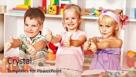  Presentation with preschool - PPT layouts enhanced with group of children in preschool background and a coral colored foreground