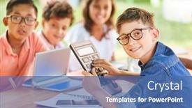  Presentation with summer school - Colorful theme enhanced with group-of-children-in-tutoring backdrop and a ocean colored foreground