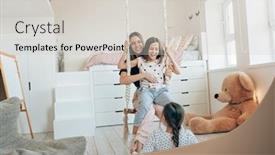  Presentation with children playing - Cool new presentation theme with group-of-children-laughing backdrop and a light gray colored foreground