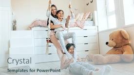  Presentation with children playing - Amazing presentation theme having group-of-children-laughing backdrop and a sky blue colored foreground