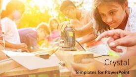  Presentation with learning - Theme enhanced with group-of-children-learning background and a yellow colored foreground