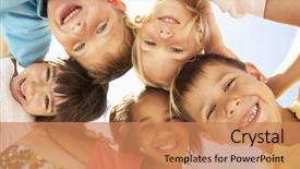  Presentation with camera - Audience pleasing presentation theme consisting of group of children looking down backdrop and a coral colored foreground