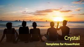  Presentation with diverse group of children reading - Amazing presentation having group of children on beach backdrop and a wine colored foreground