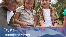  Presentation with activity - Amazing slide set having group-of-children-on-outdoor backdrop and a ocean colored foreground