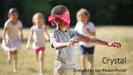  Presentation with blind - Presentation theme featuring group of children plays blind background and a coral colored foreground