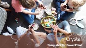  Presentation with children - Theme featuring group-of-children-sitting background and a tawny brown colored foreground