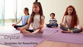  Presentation with exercise - PPT layouts featuring group-of-children-sitting background and a coral colored foreground