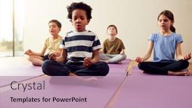  Presentation with exercise - PPT layouts with group-of-children-sitting background and a coral colored foreground