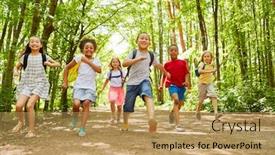  Presentation with backpack - Presentation theme enhanced with group-of-children-with-backpack background and a coral colored foreground