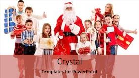  Presentation with children - Slides with group of children with santa background and a  colored foreground