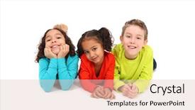  Presentation with diverse group of children - PPT layouts with healthy breakfast concept retro style background and a lemonade colored foreground