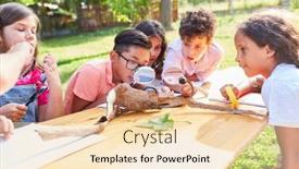  Presentation with summer camp - Audience pleasing slide deck consisting of group-of-children backdrop and a lemonade colored foreground