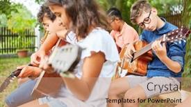  Presentation with guitar class - Audience pleasing presentation theme consisting of group-of-children backdrop and a coral colored foreground