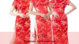  Presentation with chinese new year - Colorful presentation theme enhanced with group of chinese women dress traditional cheongsam at new year studio shot isolated on white background backdrop and a red colored foreground