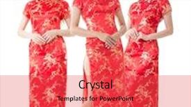 Presentation with chinese traditional - Presentation theme featuring group-of-chinese-women-dress background and a red colored foreground
