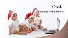 Presentation with babies - Theme consisting of santa claus children twin - group of christmas babies playing background and a pink colored foreground