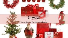  Presentation with white christmas - Colorful theme enhanced with group of christmas objects isolated backdrop and a coral colored foreground