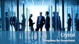  Presentation with group - Presentation theme having group of co-workers interacting background and a  colored foreground