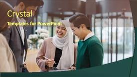  Presentation with group - Theme enhanced with group-of-colleagues-discussing-something background and a tawny brown colored foreground