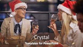  Presentation with atmosphere - Cool new PPT theme with group-of-colleagues-drinking backdrop and a tawny brown colored foreground