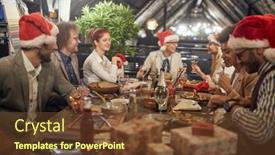  Presentation with new year - Theme having group-of-colleagues-has-new background and a tawny brown colored foreground