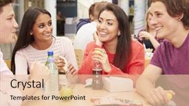  Presentation with college students - Slide deck with group of college students eating background and a lemonade colored foreground