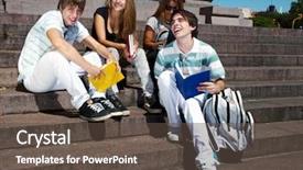 Presentation with college students - Cool new presentation theme with group of college students outdoors backdrop and a tawny brown colored foreground