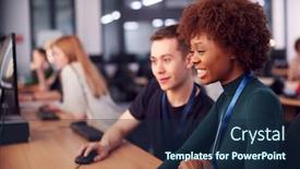  Presentation with college students - Slides consisting of group-of-college-students-studying background and a navy blue colored foreground