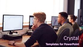  Presentation with college students - Beautiful presentation theme featuring group-of-college-students-studying backdrop and a wine colored foreground