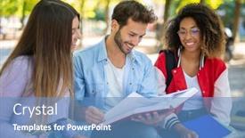  Presentation with college students - Slide set consisting of group-of-college-students-studying background and a teal colored foreground