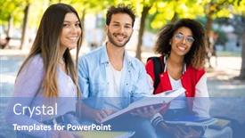  Presentation with college students - Theme featuring group-of-college-students-studying background and a teal colored foreground