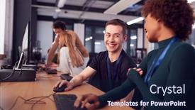  Presentation with college students - Cool new presentation with group-of-college-students backdrop and a navy blue colored foreground