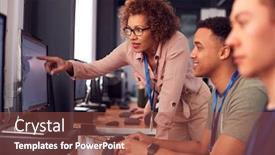  Presentation with college students - Slides featuring group-of-college-students background and a red colored foreground