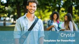  Presentation with college students - Presentation theme consisting of group-of-college-students background and a teal colored foreground