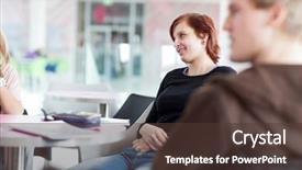  Presentation with college-students - Cool new presentation theme with group of college university students during a brake between classes - chatting comparing notes having fun shallow dof color toned image backdrop and a tawny brown colored foreground