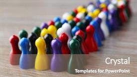  Presentation with unity - Colorful PPT layouts enhanced with group of color pawns backdrop and a coral colored foreground