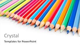  Presentation with color pencils - PPT layouts featuring group of color pencils over white background and a white colored foreground