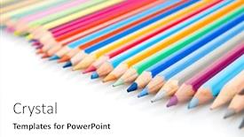  Presentation with color pencils - Amazing PPT theme having group of color pencils over white backdrop and a white colored foreground