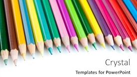  Presentation with color pencils - Colorful slides enhanced with group of color pencils over white backdrop and a white colored foreground
